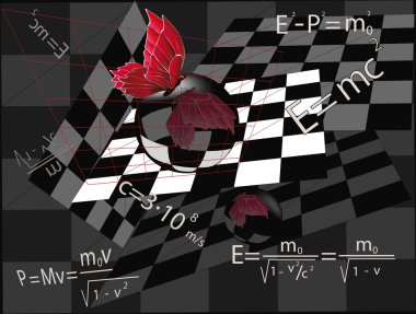 Red butterfly a mirror sphere chess clipart