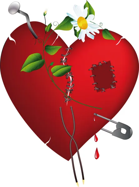 Coeur brisé et amour — Image vectorielle