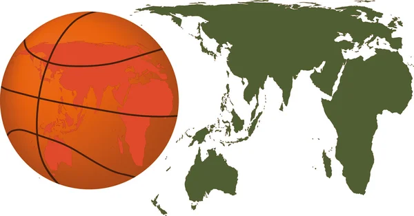 Bola de basquete e continente europeu — Vetor de Stock