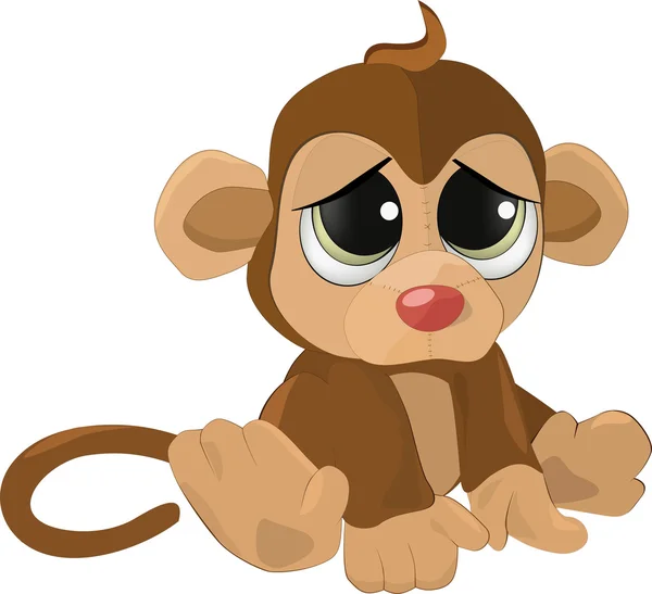 悲伤的猴子毛绒玩具 — 图库矢量图片