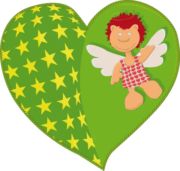 Καρδιά με έναν άγγελο — Διανυσματικό Αρχείο