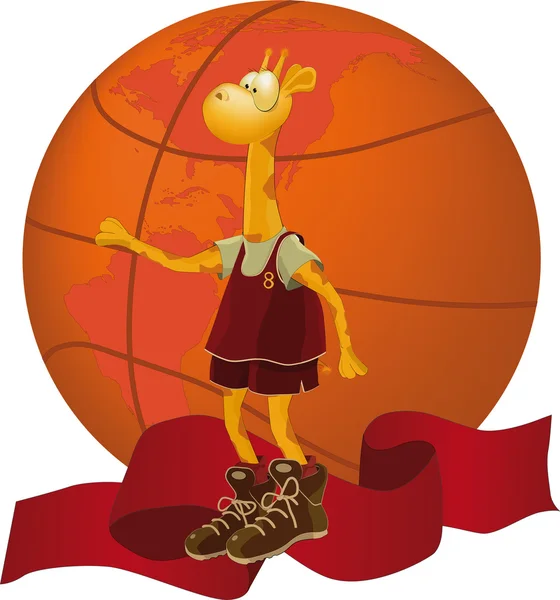 Giraffe, ein Basketballball — Stockvektor