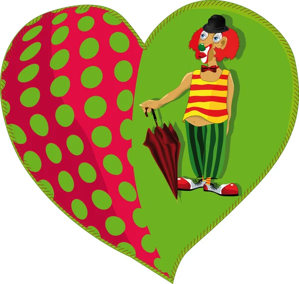 Clown e un cuore — Vettoriale Stock