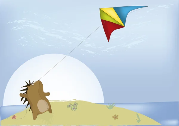 刺猬和放风筝 — 图库矢量图片