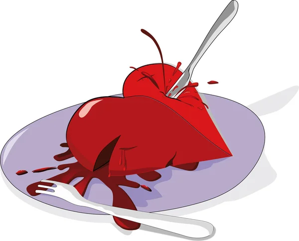 Coeur de sang et assiette — Image vectorielle