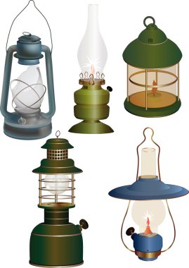 Set of old lamps clipart