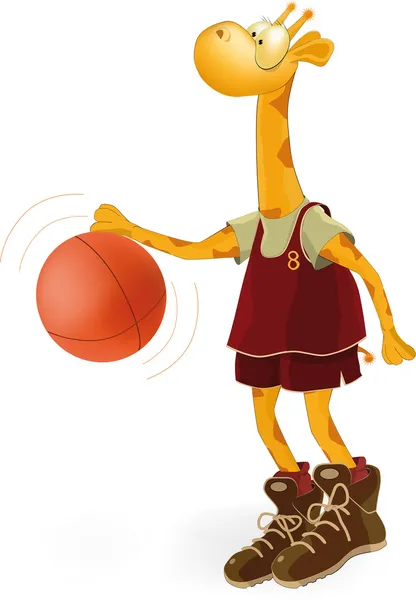 Жираф баскетболист — стоковый вектор