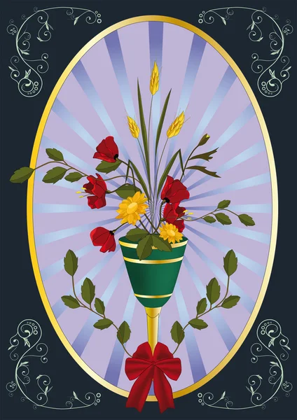 Αρχαία vase με τα λουλούδια — Διανυσματικό Αρχείο