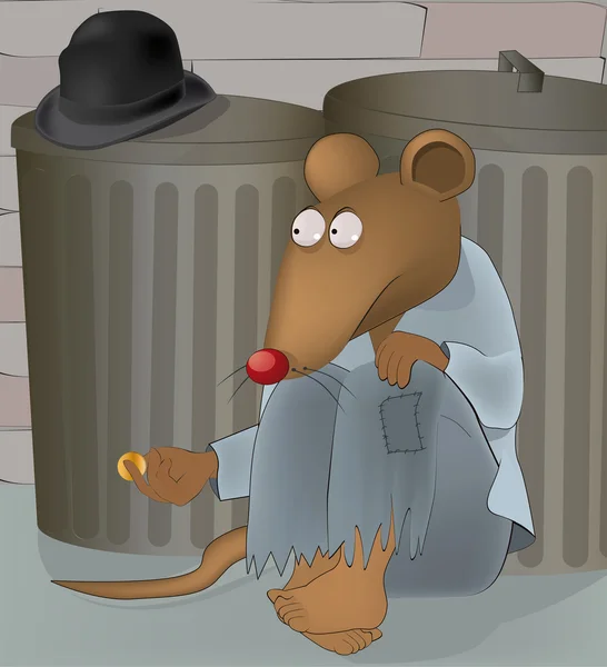 Ratos em tanques de lixo — Vetor de Stock