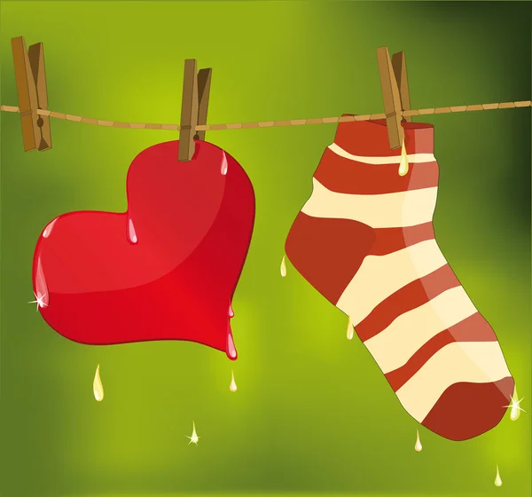 Coeur et chaussette — Image vectorielle