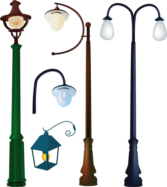 Collection lanternes de rue — Image vectorielle