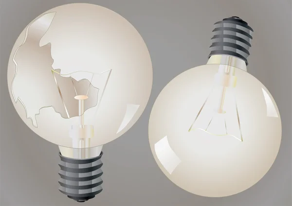 Ampoule cassée et entière — Image vectorielle