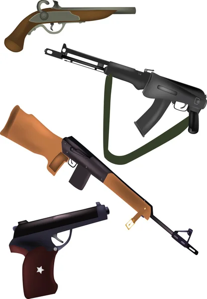 Armes, pistolets et armes à feu — Image vectorielle