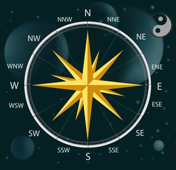 Kompass en vindros — Stock vektor