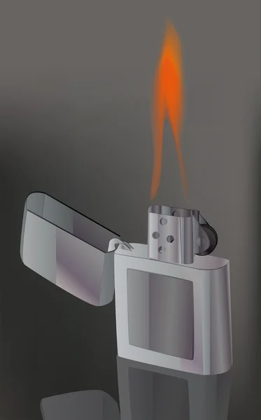 Feuerzeug und Feuer — Stockvektor