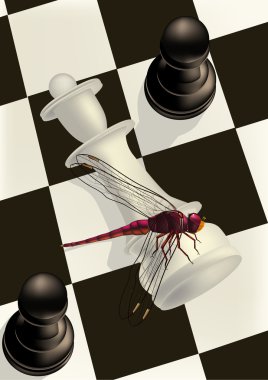 Chess and a dragonfly clipart