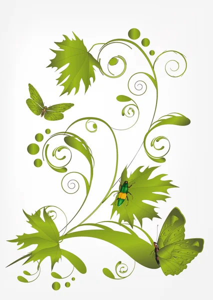 Abstract green pattern from branches — Stock Vector