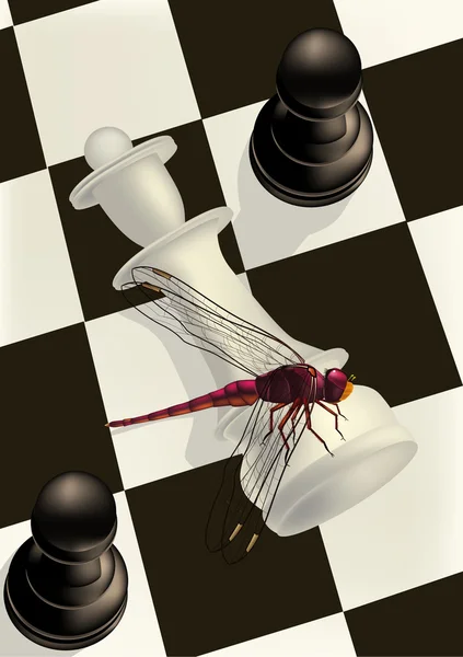 stock vector Chess and a dragonfly