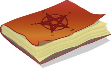 The book with symbols pentagram clipart