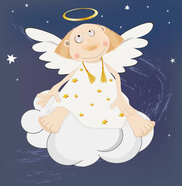 Angel in de donkere hemel — Stockvector