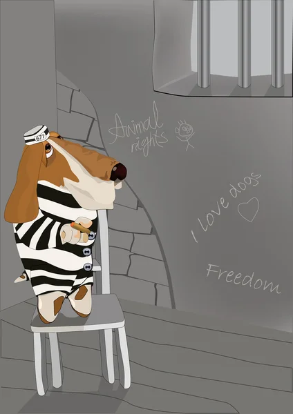 Собака в'язень і свобода — стоковий вектор