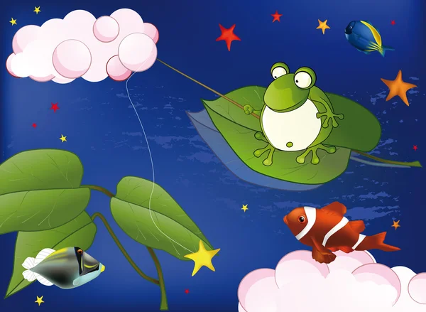 关于捕鱼青蛙 — 图库矢量图片