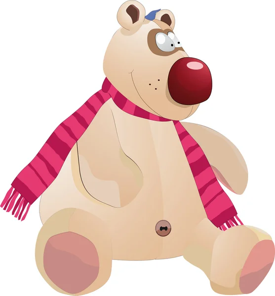 Kind toy bear and scarf — Stock Vector