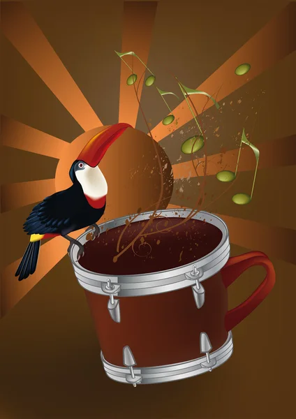 Cup of the African coffee with a drum — Stock Vector