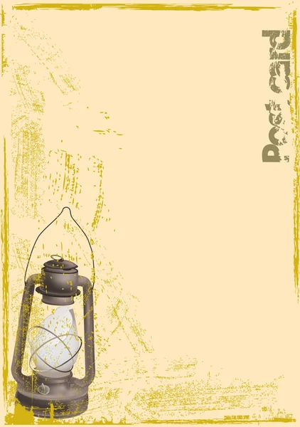 Vieille carte postale avec lampe à huile — Image vectorielle