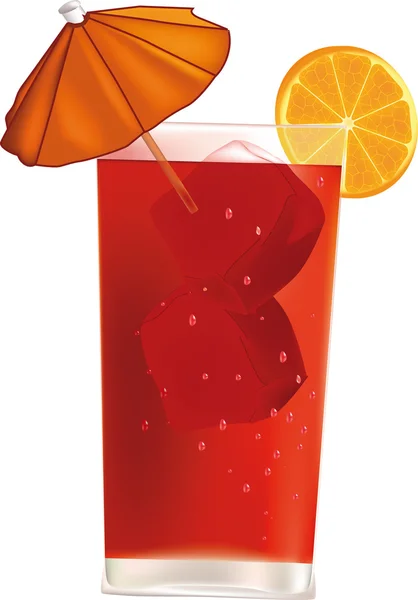 Vidro com gelo de álcool uma laranja — Vetor de Stock