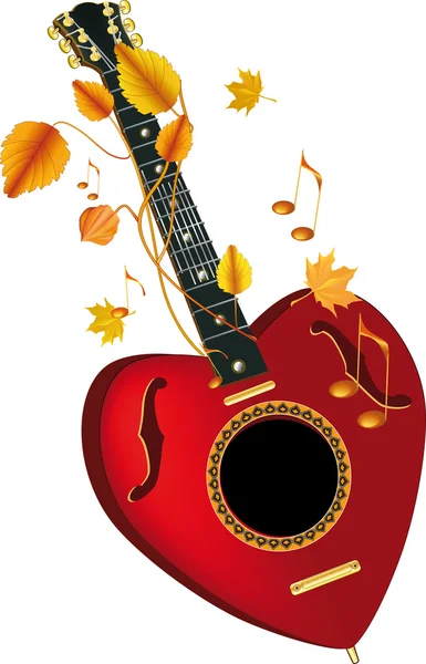 Guitar heart of the note — Stock Vector