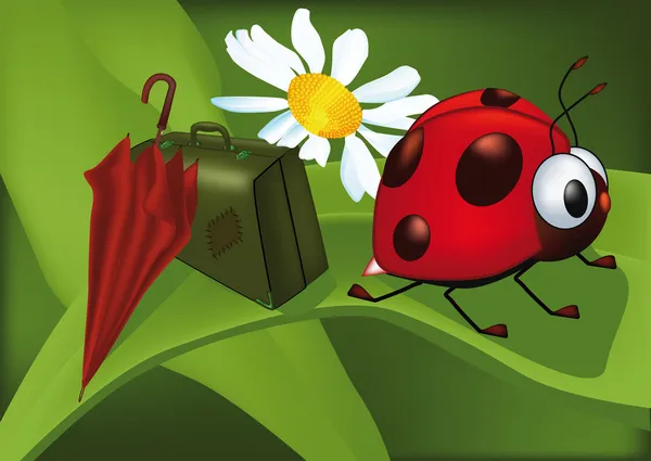 Ladybird går till semester — Stock vektor