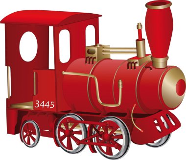 Children's toy red steam locomotive clipart