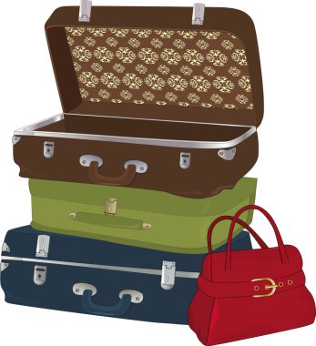 The complete set of suitcases clipart