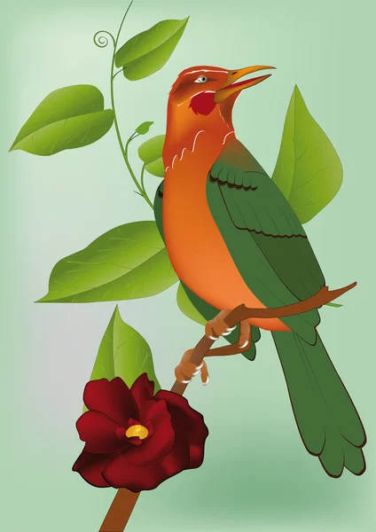 Pájaro sentado en una rama — Archivo Imágenes Vectoriales