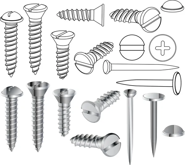 Screws and nails — Stock Vector