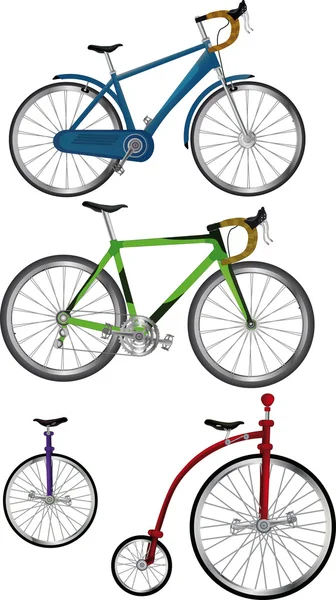 O conjunto completo de bicicletas — Vetor de Stock