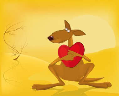 Kangaroo and heart clipart