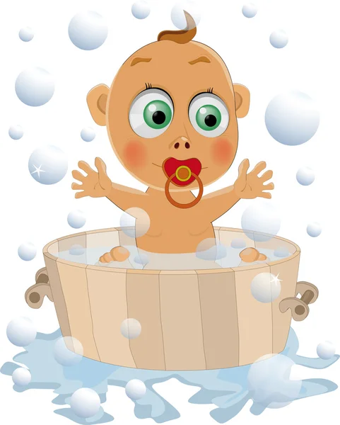 Das Kind wäscht sich gerne — Stockvektor