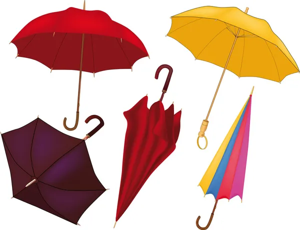 Kompletter Satz Regenschirme — Stockvektor
