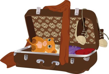 Suitcase with things clipart