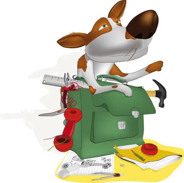 Dog the engineer — Stock Vector
