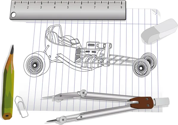 Die Zeichnung eines Kraftfahrzeugs — Stockvektor