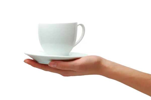 Main avec une tasse de café — Photo