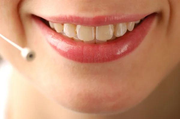 stock image Woman's lips with microphone