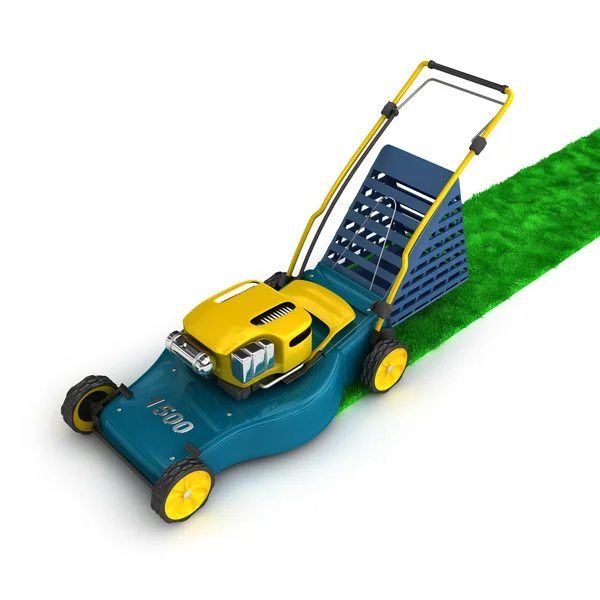 Dark blue and yellow lawnmower — Stock Photo, Image