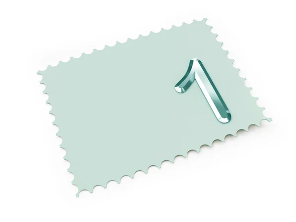 Prázdná poštovní známka s číslo jedna — Stock fotografie