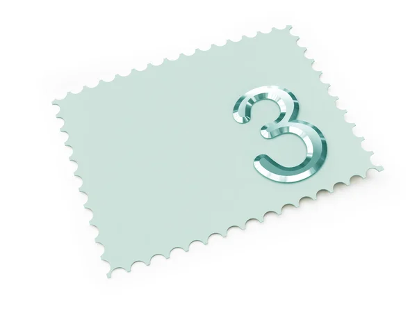 stock image Blank postage stamp with number three