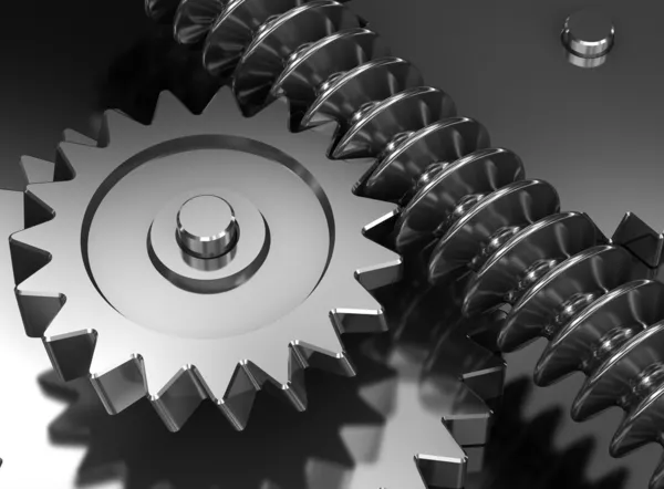 Interlocking industrial metal gears — Stock Photo, Image