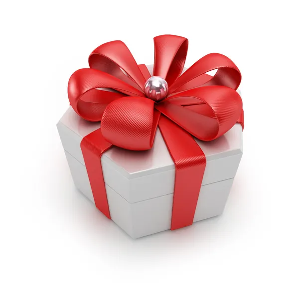 Box with a red ribbon — Stock Photo, Image
